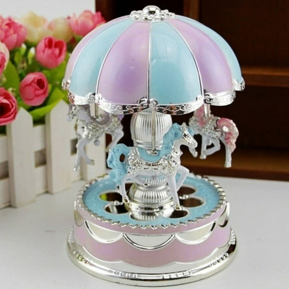 ZYXWVU Winter Promotions Best Christmas Gifts LED Carousel Light Music Box Birthday Gift Musical Toy Wind Up Musical Boxes with Horses Color Change LED for Daughter Birthday Valentine Gift Saving 25%