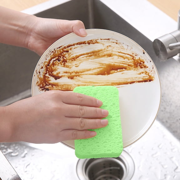 ZYXWVU Wood Pulp Sponge Dishwashing Kitchen Cleaning Thickened Absorbent Reusable Scrub Pad Cellulose Cloth Scouring Pad Household Multi Purpose Sheets