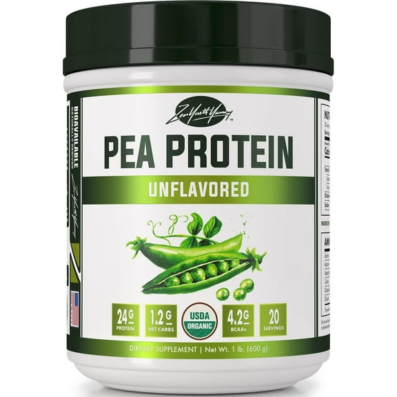 ZYY Pea Protein Powder - Organic Vegan Plant-Based, Unflavored & Unsweetened, Hydrolyzed for Easy Digestion, Keto, Low Carb, Dairy Free, Non-GMO, with BCAA