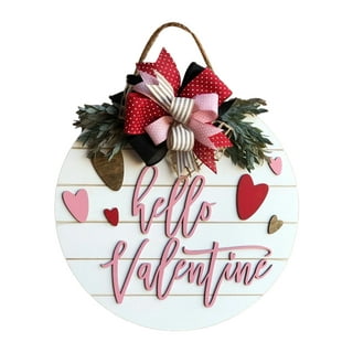 36 Pieces Valentine's Day Wooden Heart Ornaments Heart Wooden Embellishment  Buffalo Plaid Wood Tags Love Heart Hanging Ornament for Valentine's Day