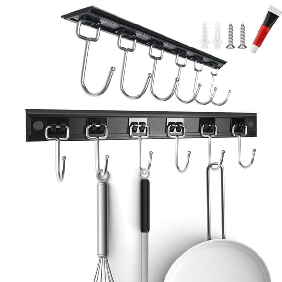 ZZ 2PCS Utensil Racks with 8 Hooks 17 Inch Kitchen Utensil Holders Hanging Utensil Rack Multifunctional