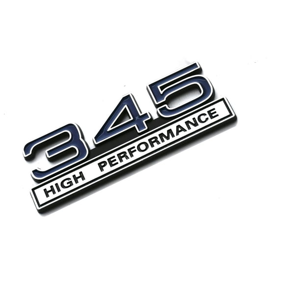 ZZ 2pcs 345 5.7 Liter High Performance Engine Emblems Badge 3D Decals Stickers Cars Trucks (Chrome Red)