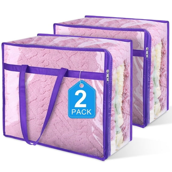 ZZ 6 Pack Clear Zippered Storage Bags for Clothes,40L Closet Organizers and Storage Containers