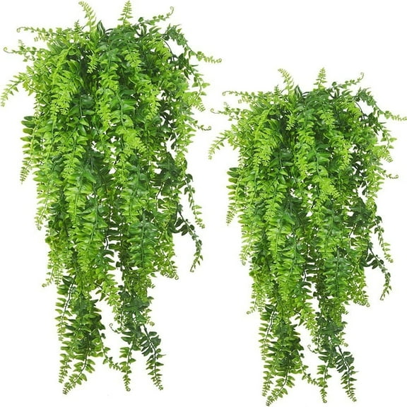ZZ 6 Pcs Artificial Hanging Plants Vines Fern Fake Hanging Plant Faux Hanging Boston Ferns Flowers Vine Outdoor UV