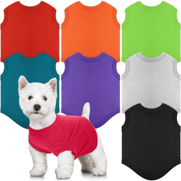 ZZ 8 Pcs Dog Shirts Pet Puppy Blank Clothes Soft Dog T-Shirt Breathable Plain Shirts Cotton Puppy Clothes Outfit for Most Cats Pet(S)