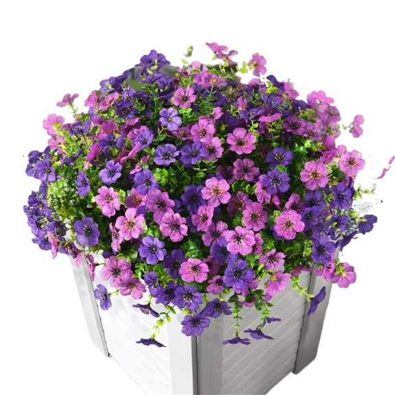 ZZ Artificial Faux Flowers Outdoors Spring Decor, Fake Flowers Silk Daisy Eucalyptus Plants UV Resisitant