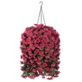 thumbnail image 1 of ZZ Artificial Faux Hanging Flowers Plants Basket for Outdoor Outside Porch Decoration, UV Resistant Fake Silk Purple Morning, 1 of 8