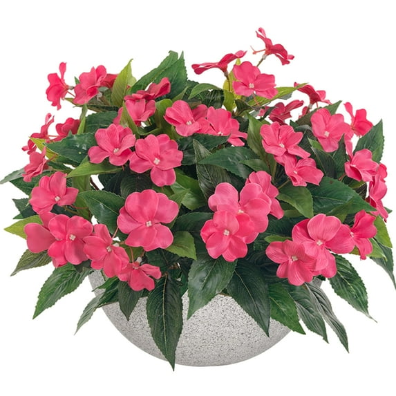 ZZ Artificial Impatiens Bouquet Flowers for Outdoors Silk Faux Flowers for Outdoor Impatiens Plants Decor Indoor