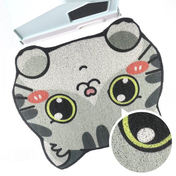 ZZ Cute Cat Litter Trapping Mat 27"x23", Traps Mess from Litter Box and Pet Food Bowl, Soft on Kitty Paws, Easy Clean
