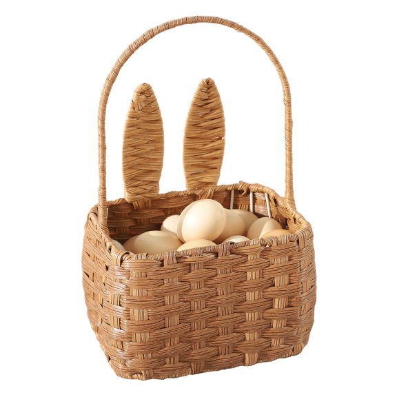 ZZ Easter Basket with Handle Kids Bunny Easter Baskets Rabbit Harvest Flower Girl Hunt Toy Mini Picnic