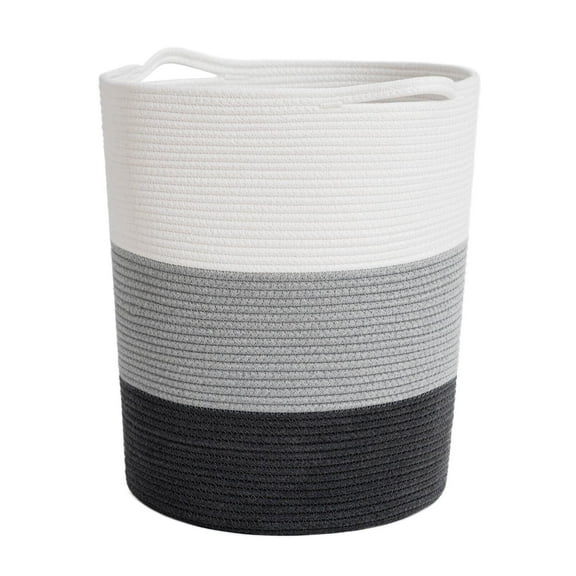 ZZ Laundry Basket Large Laundry Hamper, Woven Baskets for Storage, 17.8" x 15.8" x 13.8", Wicker Laundry Basket for Living Room