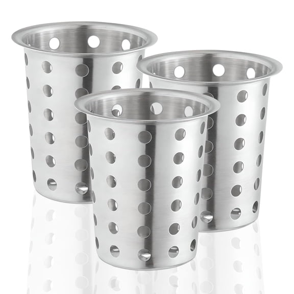 ZZ Parts Stainless Steel Utensil Drying Cups Set of 3 | Perforated Kitchen Flatware