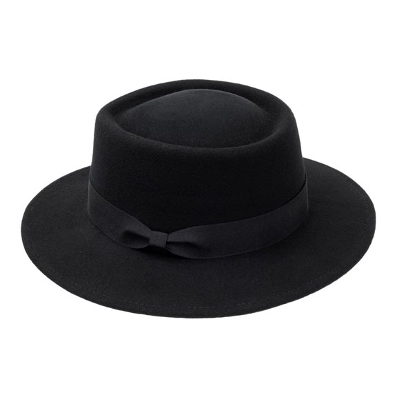 ZZ Pork Pie Hat for Men Women Short Brim Fedora Flat Hat Wool Felt Boater Panama Hats Size:S-M