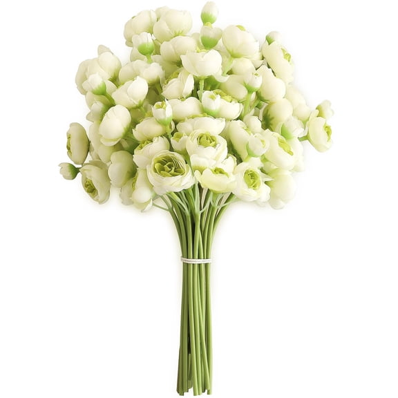ZZ Ranunculus Artificial Flowers  Champagne Faux Silk Mini Ranunculus Bulk Fake Wedding Filler Flowers for DIY Cream Bouquets