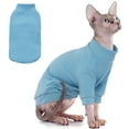 thumbnail image 1 of ZZ Sphynx Cat Clothes, Soft Hairless Cats Shirt with Sleeves, Stretchy Cat Sweater, Pullover Cat Pajamas Jumpsuit, Turtleneck Cat Outfit for Sphynx Cornish Rex, Devon Rex, Rainbow, L, 1 of 6