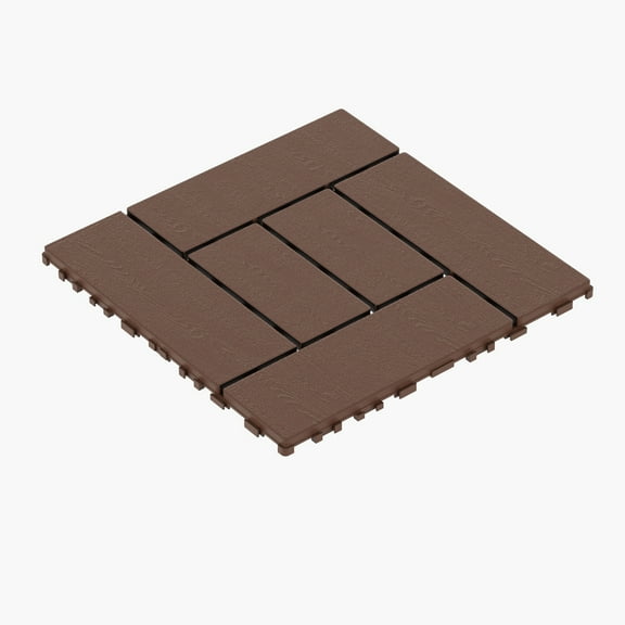 ZZ Style 12" Patio Deck Tiles 44pcs, DIY Module Interlocking Decking Tiles Floor Tile Outdoor and Indoor,Easy and Quick Installation Court Tiles for Porch Poolside Balcony Backyard, Red Brown