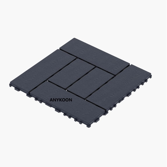 Anykoon ZZ Style 12" Patio Deck Tiles,44pcs, DIY Module Interlocking Decking Tiles Floor Tile Outdoor and Indoor,Easy and Quick Installation Court Tiles for Porch Poolside Balcony Backyard,DARK GRAY