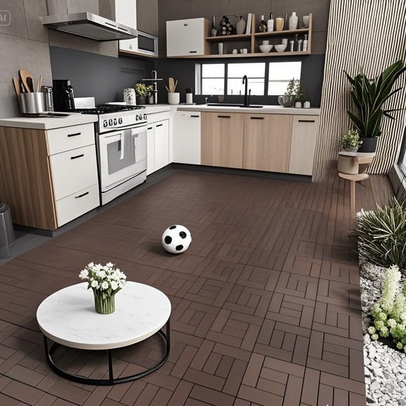 ZZ Style 12" Patio Deck Tiles, DIY Module Interlocking Decking Tiles Floor Tile Outdoor and Indoor,Easy and Quick Installation Court Tiles for Porch Poolside Balcony Backyard 44pcs Red Brown