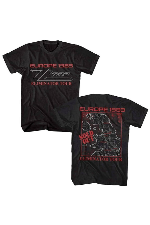 ZZ Top Elimination Europe Tour 1983 Men's T Shirt (Black, Big&Tall3XLT)
