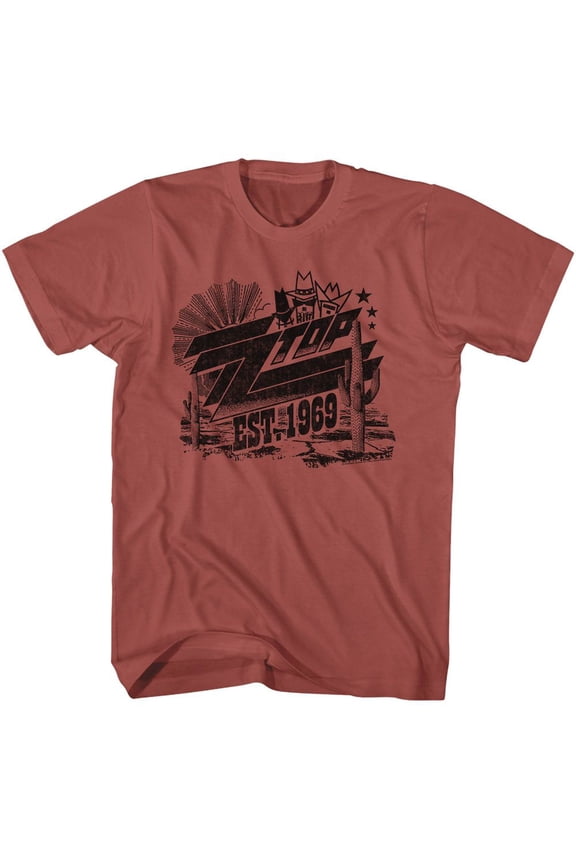ZZ Top Est 1969 Terracotta Adult T Shirt