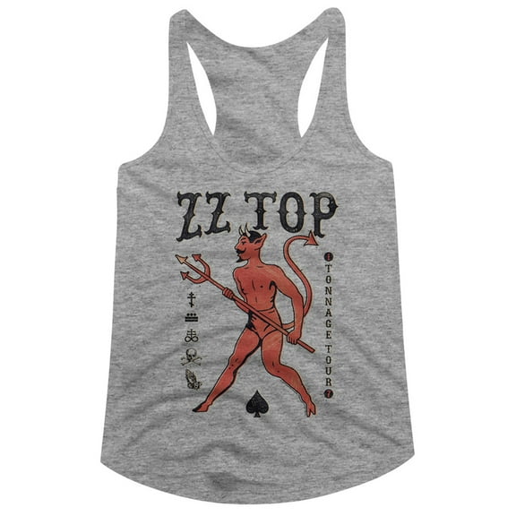 ZZ Top Tonnage Tour Gray Heather Ladies Racerback Tank Top T-Shirt