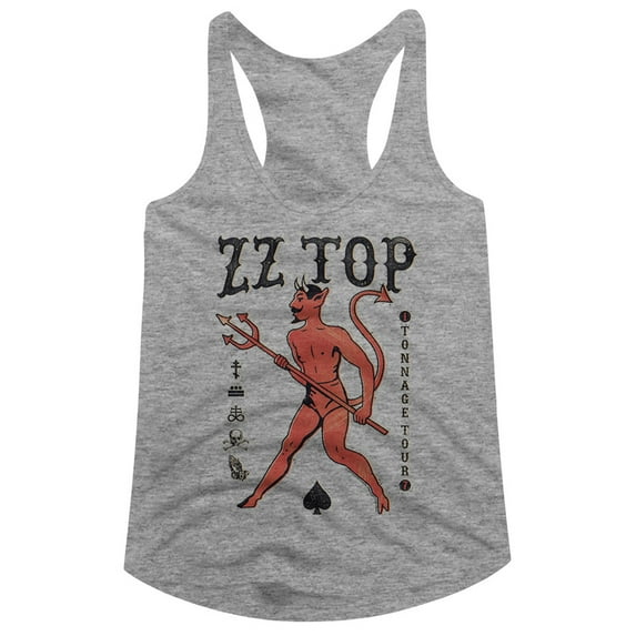 ZZ Top Tonnage Tour Gray Heather Ladies Racerback Tank Top T-Shirt