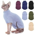 thumbnail image 1 of ZZ Turtleneck Sweater for Cat, Sphynx Cats Shirt Hairless Cat Sweaters with Sleeves, Warm and Soft Kitten Pullover Fleece Winter Pajamas Jumpsuit for Puppy Cats, Purple S, 1 of 5