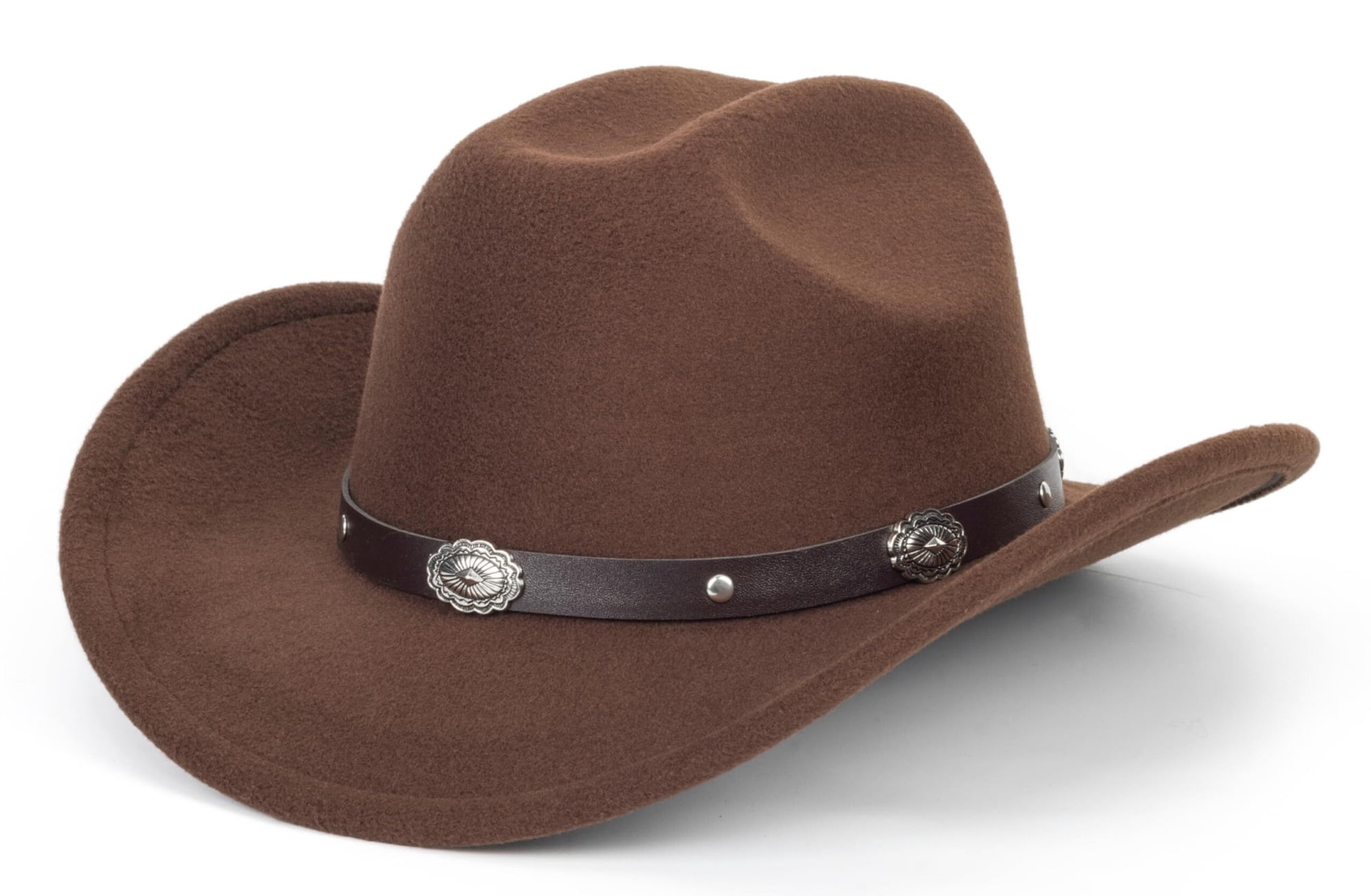 Studded Pinched Cowboy Hat with Belt Buckle Adjustable Wide Brim Felt yunLXY Under $5 Brown Classic-Western-Cowboy-Hat Wide-Brim  main image 4