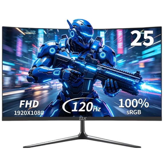 ZZA 24.5 inch 120hz Curved Gaming Monitor, FHD 1080P Computer Monitor, AMD FreeSync, Eye Care for Home Office & PS5, DisplayPort & HDMI, VESA Mount
