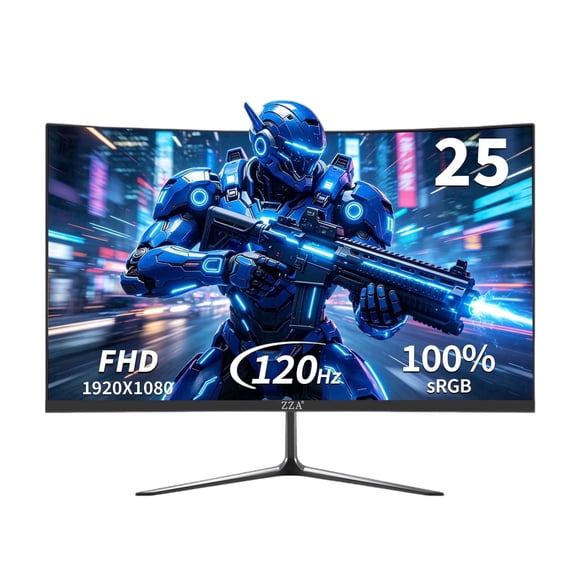 ZZA 24.5 Inch 120hz Curved Gaming Monitor, FHD 1080P Computer Monitor, AMD FreeSync, Eye Care for Home Office & PS5, DisplayPort & HDMI, VESA Mount