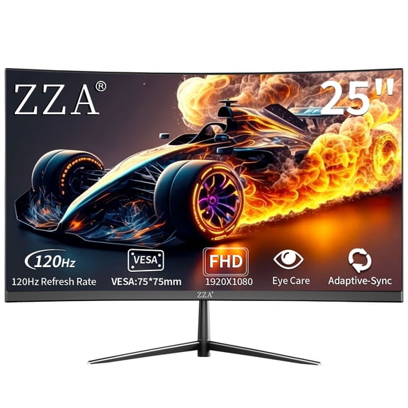 ZZA 24.5 Inch FHD 1080P Gaming Monitor, 120Hz Refresh Rate 1ms Response Time, HDR Ready, Adaptive-Sync, HDMI VGA Ports, Tilt Adjustable & VESA Mount Computer Monitor for Gaming Home Office