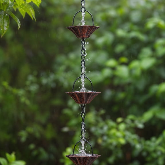 ZZAIXHL 10FT Rain Chain, Rain Chains for Gutters with 12 Cups, Adjustable Rain Catcher Chain for Outside, Replacement Downspout for Gutters