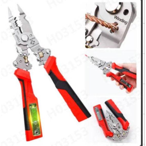 ZZAIXHL 16 In 1 Wire Stripper Twister For Cutting And Pulling Wires Rechargeable Foldable Cable Scissors Judgment , Audible and Flashing LED for Daily Use