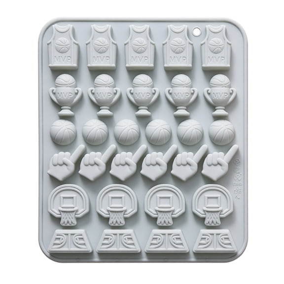 ZZAIXHL 30-Cavity Silicone Basketball Theme Molds with Basketball Trophy Hoop Sport Molds for Decoration Topper, Chocolate Candy, Resin