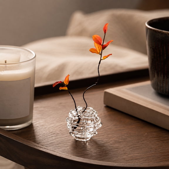 ZZAIXHL Clear Glass Flower Frog for Vases Flower Hand Blown Wrap Single Stem Small Vase Multiple Colors Available Modern Aesthetic Flower Arrangement Holder for Home Office Decor