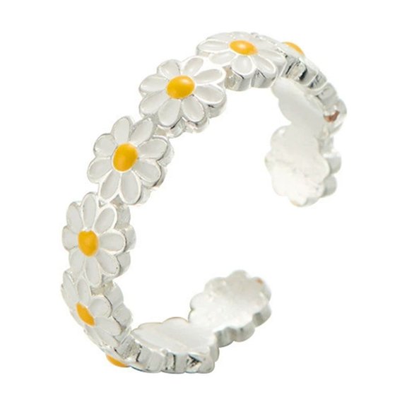 ZZAIXHL Flower Rings Blooms Enamel Adjustable Open Delicate Everyday for Women
