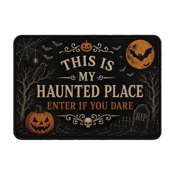ZZAIXHL Front Door Mat 15.75"x23.62" Pumpkin Bat with Moon Non Slip Entryway Mats Outdoor Rugs Farm Decor Rubber Based Doormats for Porch Patio Entrance