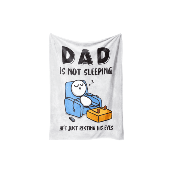 ZZAIXHL Funny Fathers Day Birthday Gift for Dad Husband, Dad is Not Sleeping Blanket, Dads Gifts from Daughter Son, Super Soft Throws Blanket for Couch and Napping, 60" x 50"