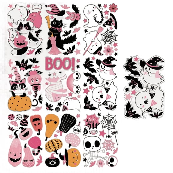 ZZAIXHL Halloween Window Stickers 105pcs, Summerween Window Decorations Stickers Decals for Cute Themed Hallo-ween Party, Window Decals for Party Decoration
