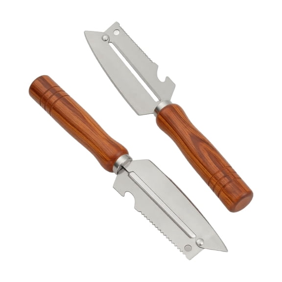 ZZAIXHL Multifunctional Stainless Wooden Handle Peeler Vegetables Fish Scales Scraper
