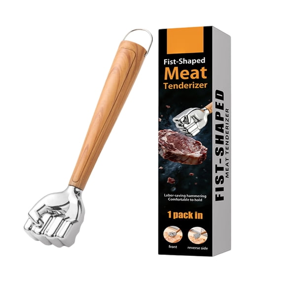 ZZAIXHL Novelty Fist Meat Alloy, Multi Sided Meat Tool with Wood Handle, Multi Purpose Kitchen Tool