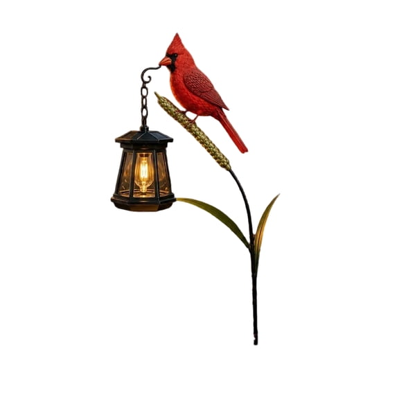 ZZAIXHL Outside Solar Lights For Yard 9.84in Cardinal Solar Light Garden Decor Red Bird with Lantern Gift Warm Glow Lantern for Patio Lawn Porch