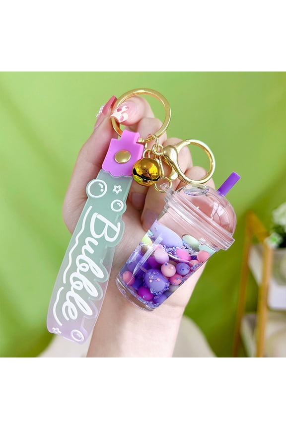 Summer Colourful Tea Keychain Milk Tea Cup Keyring Moving Bag Pendant