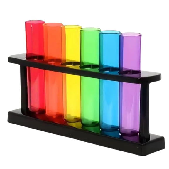 ZZAIXHL Test Tube Glasses - Plastic Drink Test & Rack for Party Shots - Propagation Display & Science Demonstrations - 1 Pack, Multicolor, 1.5 oz