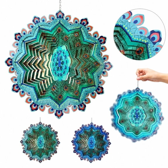 ZZAIXHL Wind Spinner Crystal Ball-Romatic Flower 3D Metal Hanging Spinners Worth Gift Christmas Decoration Indoor/Outdoor Garden Dcor Kinetic Yard Art 11.8In