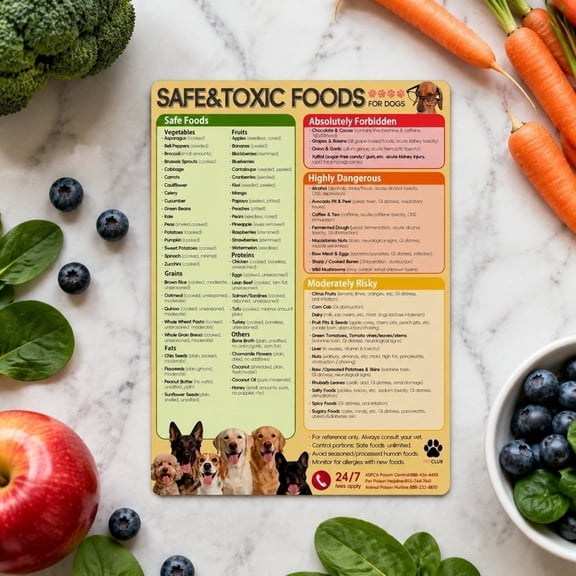 ZZAIXHL and Foods Chart for Dogs Fridge 8.5x11 Inch - Humidity Pet Chart, Nutrition Guide for Dog Owners