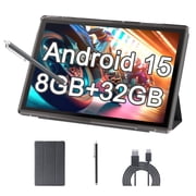 10 Inch Tablet Android 15 Tablets With Case Stylus 8GB 3+5 expansion RAM+32GB ROM Support 1024GB Expand, 6000mah Battery 10 IN Android Tableta, 2MP+8MP Dual Camera WiFi-6 BT5.0 10.1 IPS HD Touch