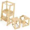 thumbnail image 1 of ZZBIQS Kitchen Stool Helper Stools for Kids, 2-in-1 Convertible Toddler Step Stool Helper Standing Tower for Kitchen Counter, Bathroom, Toilet , Natural, 1 of 7