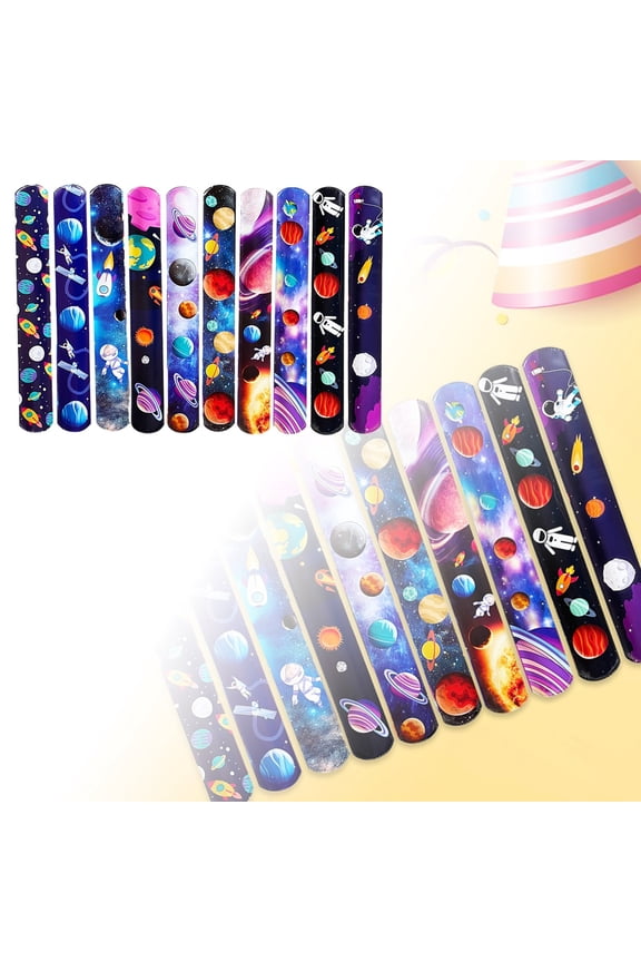 12er Pack 60 X 60cm 55 65 75 85 Cm Space Themed Easy To Wear Slap Bracelets Are Suitable For Parties