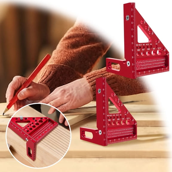 ZZERHUOO 3D Angle Measuring Aluminum Alloy Woodworking Triangle Ruler With Precision Protractor Suitable For Woodworking Construction And DIY Projects T Post Clips for Wire Fencing Survey Markers